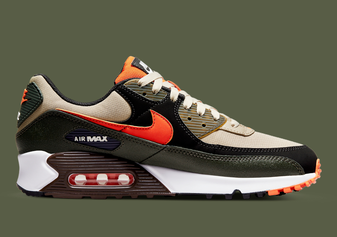 nike air max 90 olive green and orange