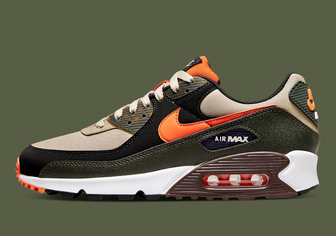 nike air max 90 olive green and orange