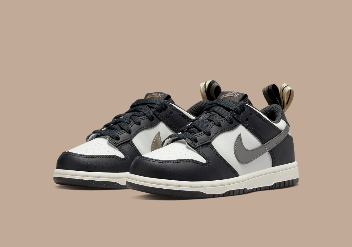 Nike Dunk Low GS Black White Gold Pull Tabs DH9764-001 