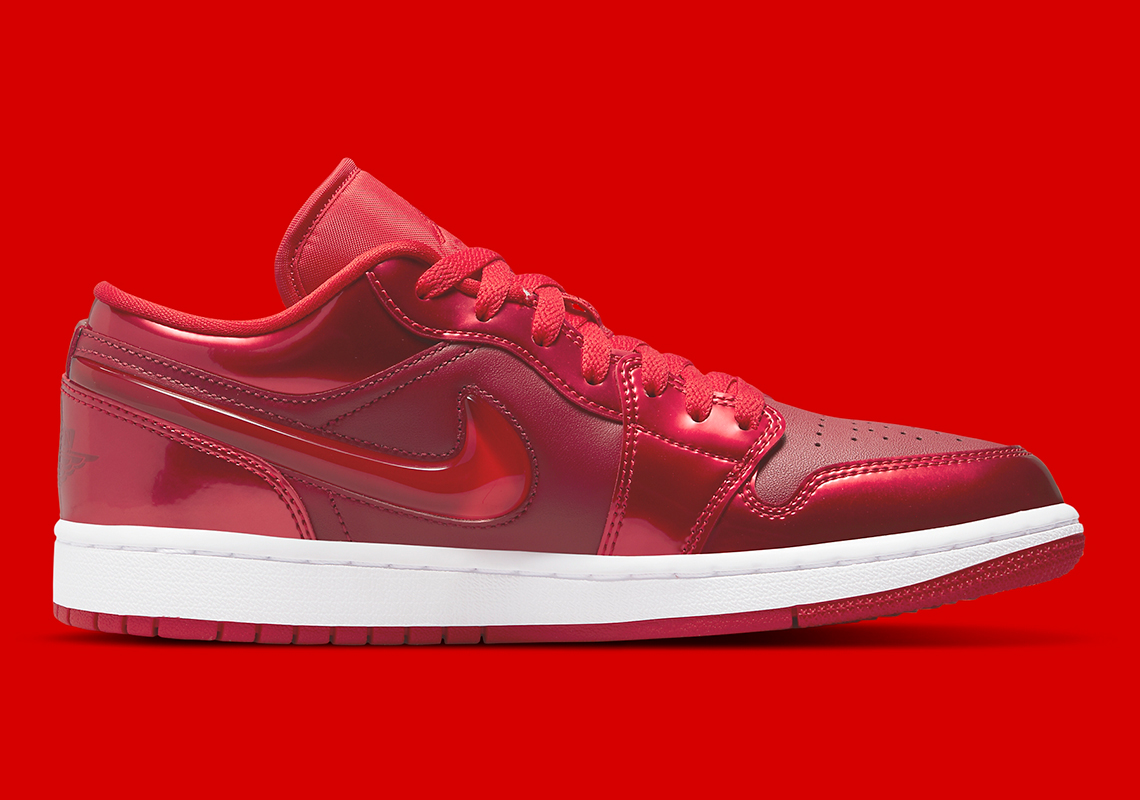 SBD, Air Jordan 1 Low Pomegranate Features Large Jeweled Swooshes