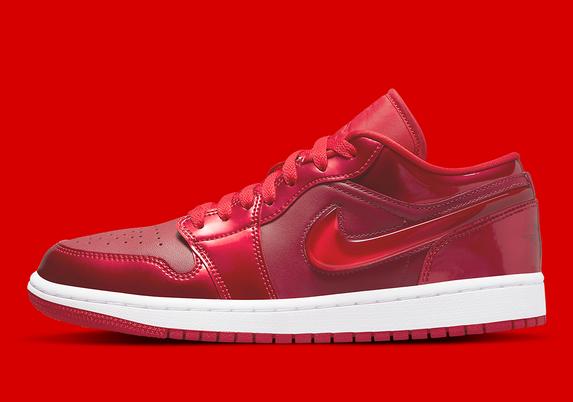 SBD, Air Jordan 1 Low Pomegranate Features Large Jeweled Swooshes