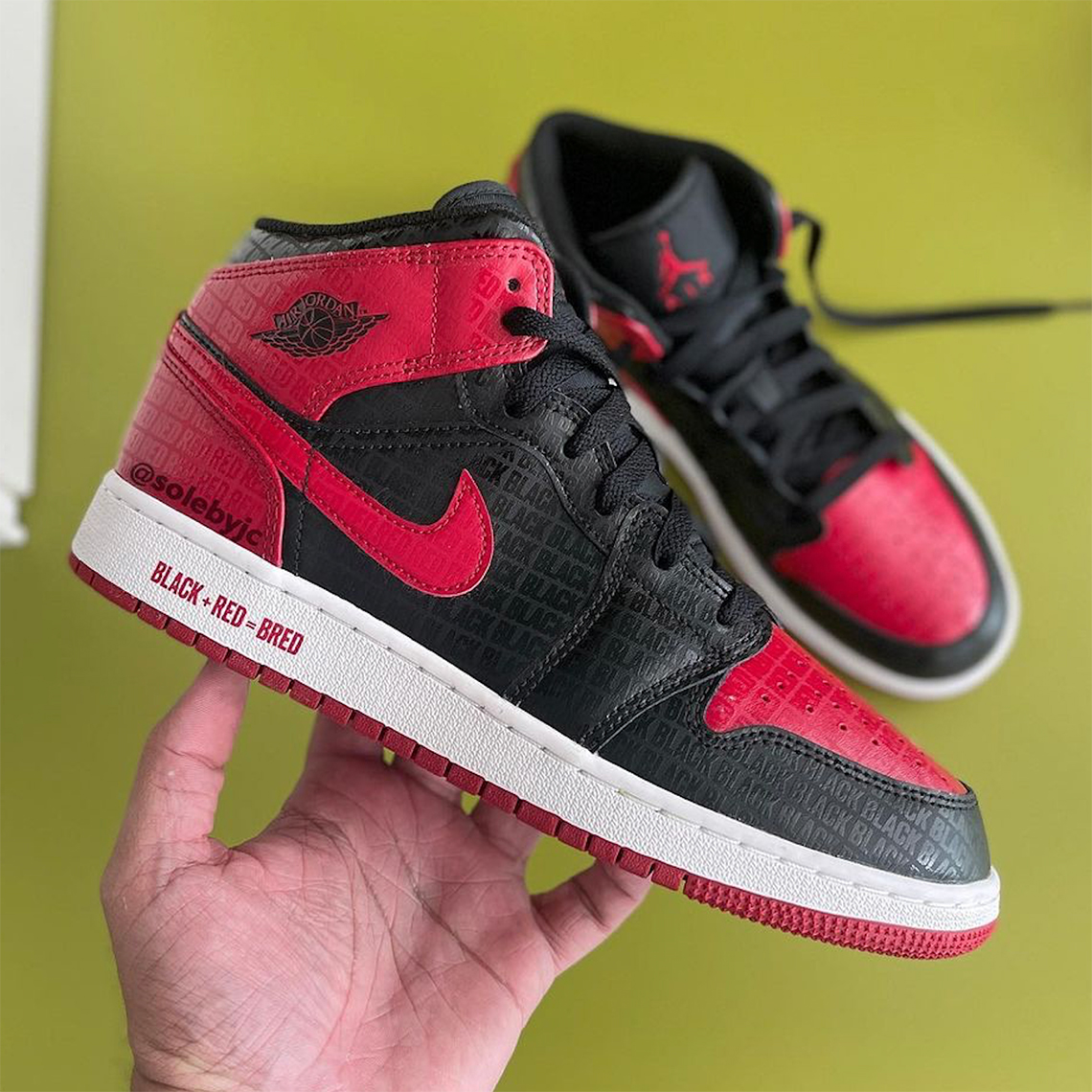 Jordan 1 outlet black red mid