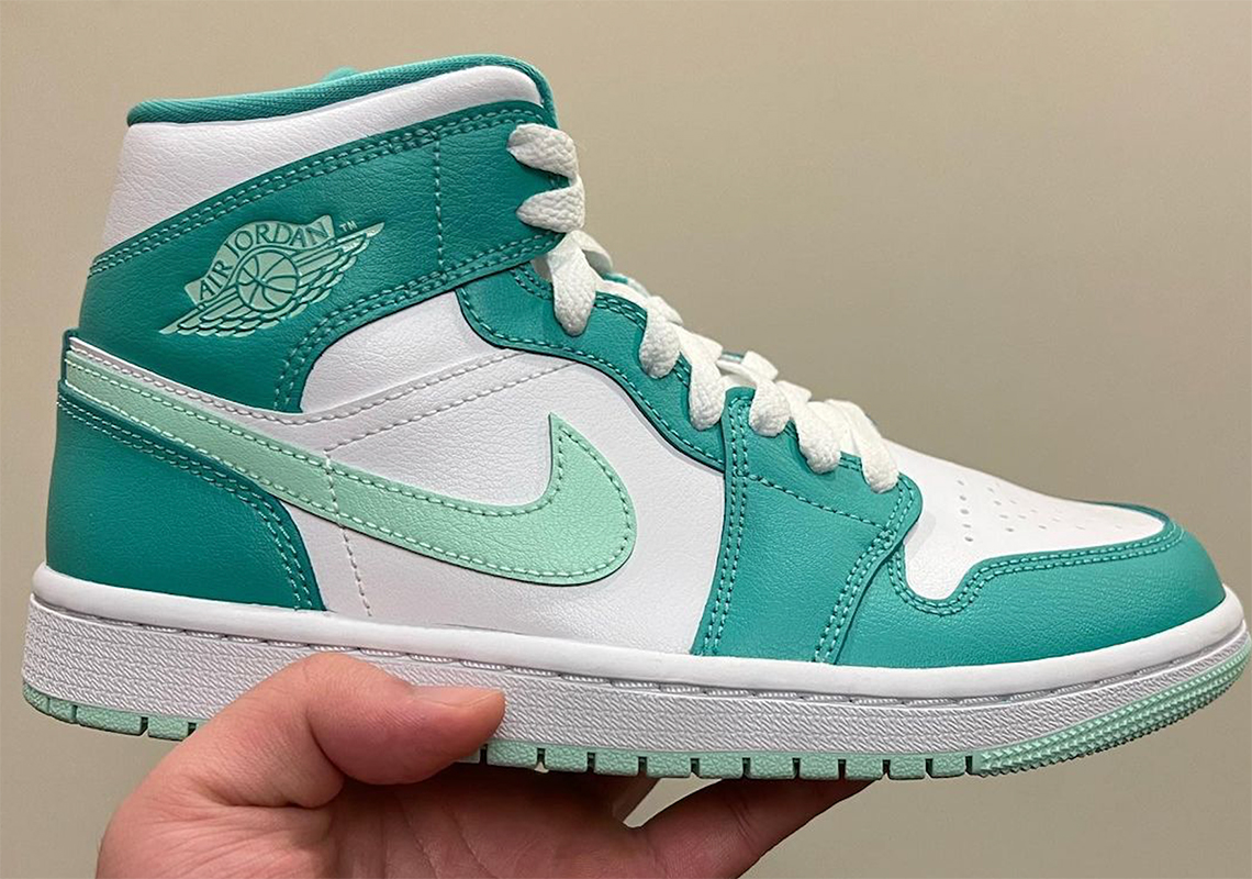 This Women's Air Jordan 1 Mid Dresses Up In Turquoise And Mint Colors