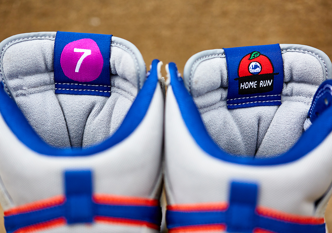 Nike SB Dunk NY Mets High on feet with lace swap how to style with