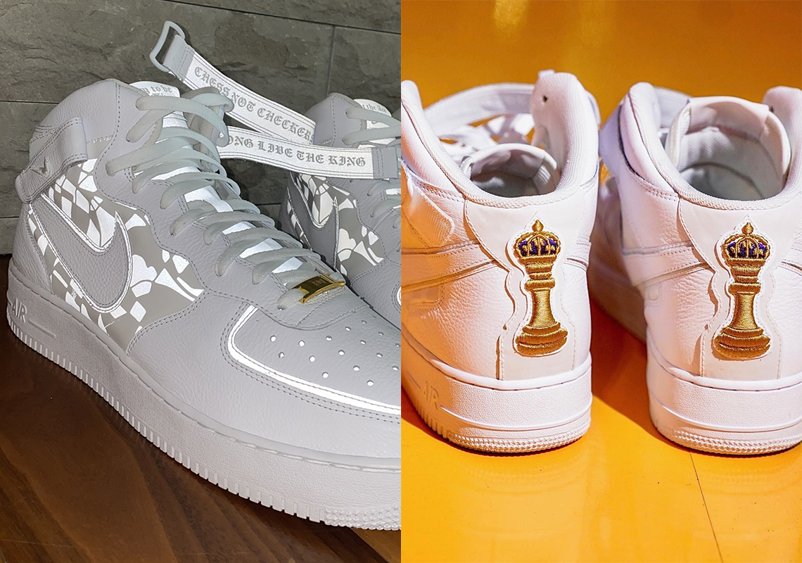 LeBron James Reveals 1-of-1 Nike Air Force 1 Mid “Kings Of LA”