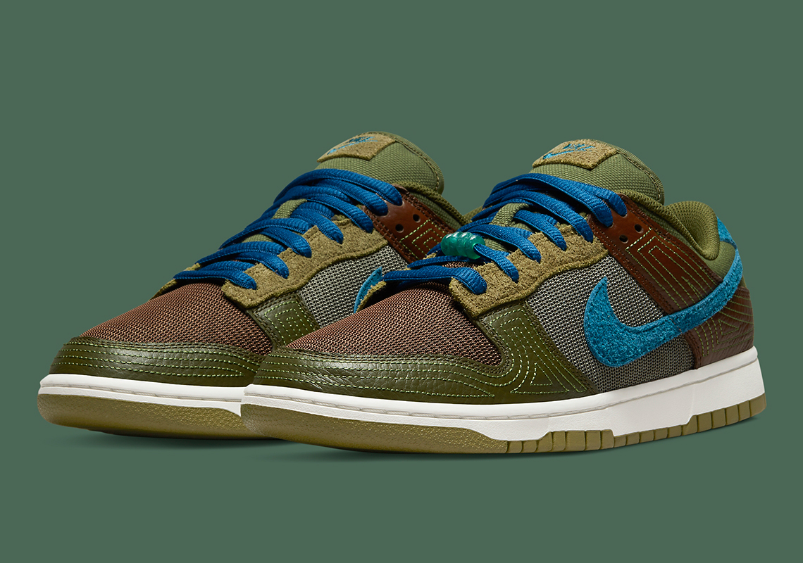 Tribal Stitching Embellishes This Earth Toned Nike Dunk Low