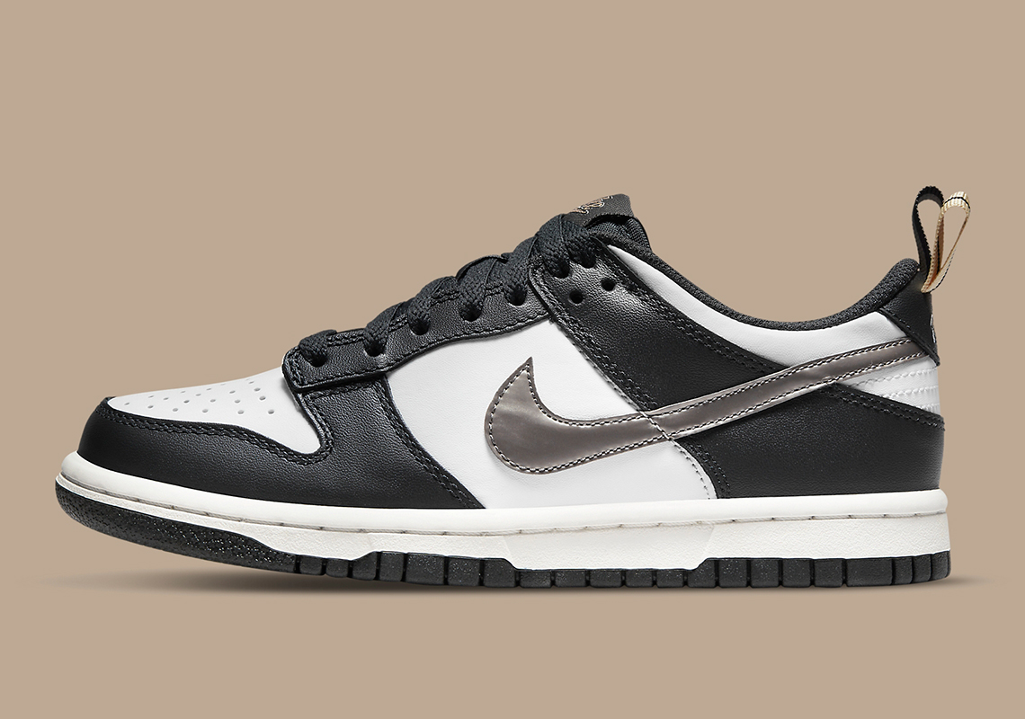 Nike Dunk Low GS Black White Gold Pull Tabs DH9764-001 