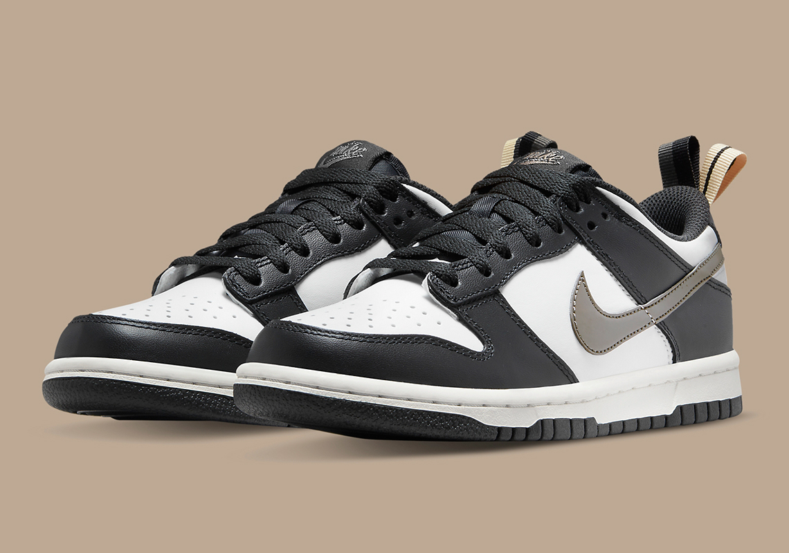 nike dunk low gs black white gold pull tabs dh9764 001 6