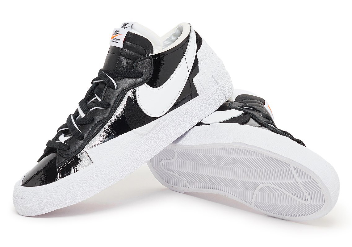 sacai nike blazer low patent black white 1