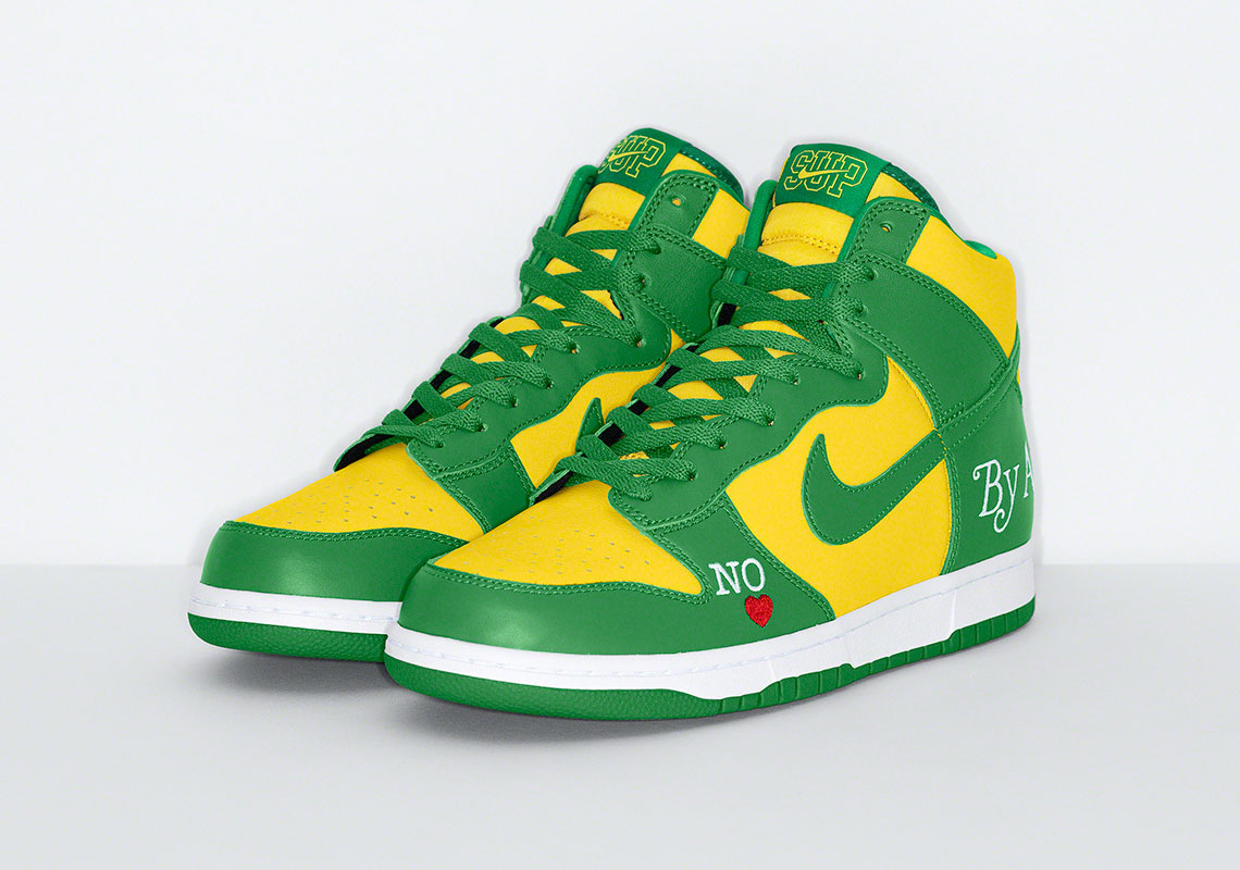 Supreme offwhite Nike Sb Dunk High 2022 Green Yellow Release Date 1