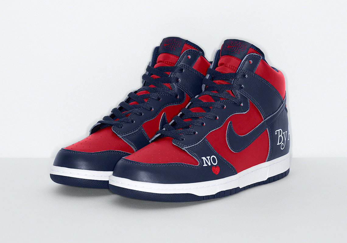 Supreme offwhite Nike Sb Dunk High 2022 Navy Red Release Date 1