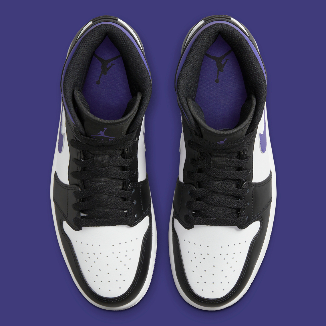 air jordan 1 mid white court purple black