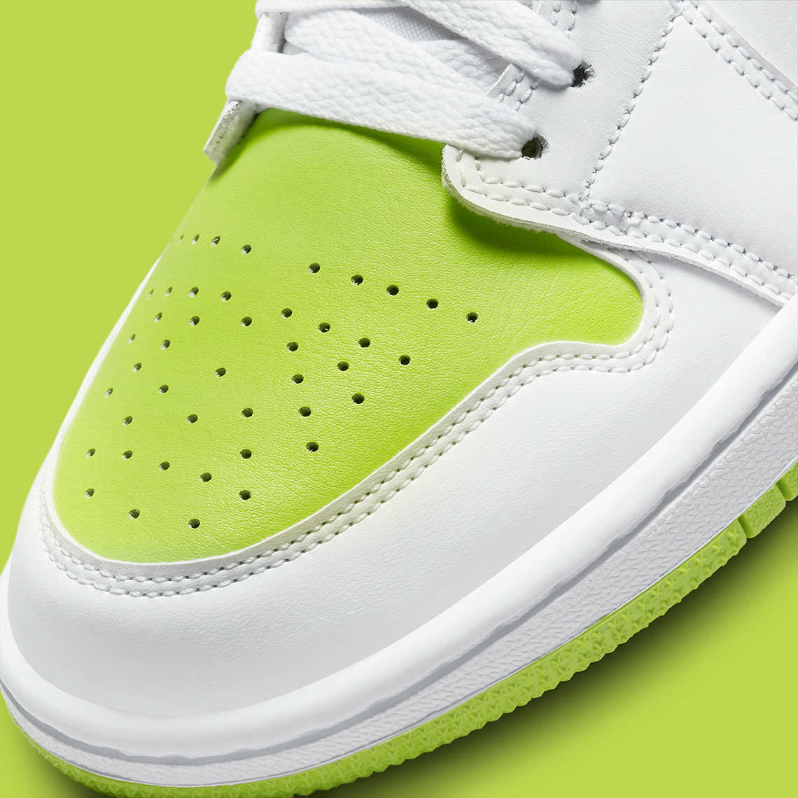 Lime green clearance and white jordans