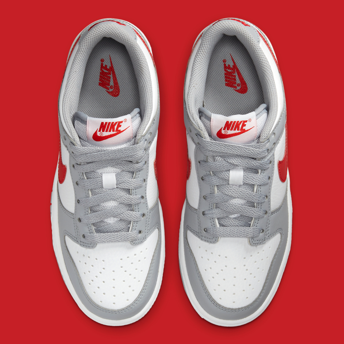 nike dunk low grey white red