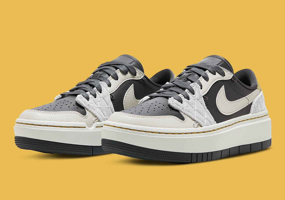 Beads Hang Off The Front Of This Silver And Gold Air Jordan 1 Low LV8D