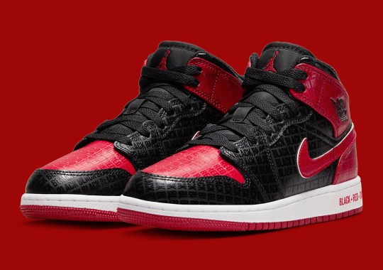Official Images Of The Air Jordan 1 Mid “Black + Red”