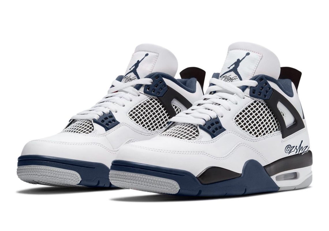 Air Jordan 4 White Navy Black October 