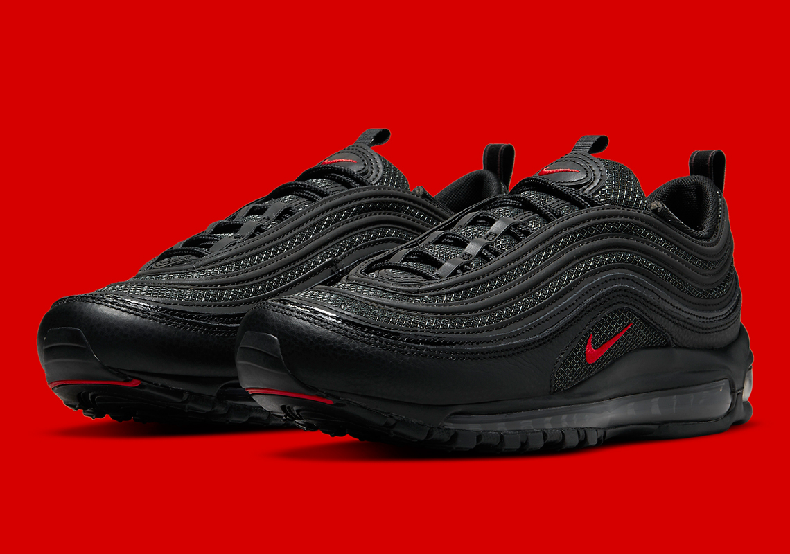 Nike air max 97 womens black store and red