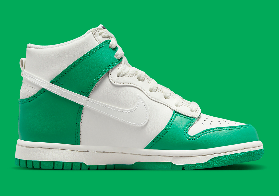 white and green high top nikes