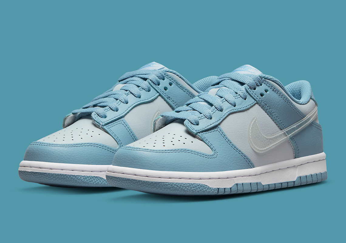 The Nike Dunk Low Arrives In Two Tones Of Blue And With Clear Swooshes