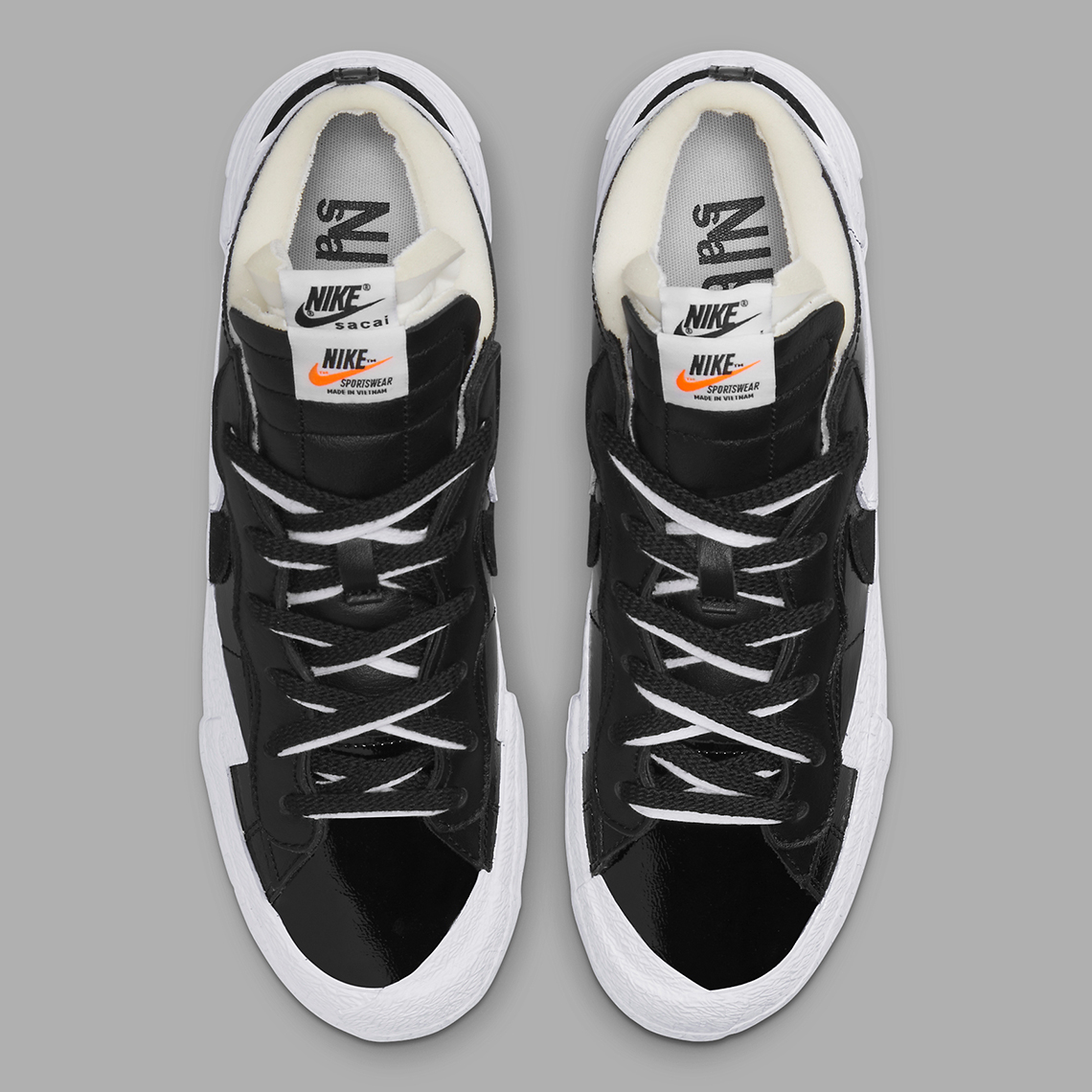 Sacai Nike Blazer Low Black White Dm6443 001 5