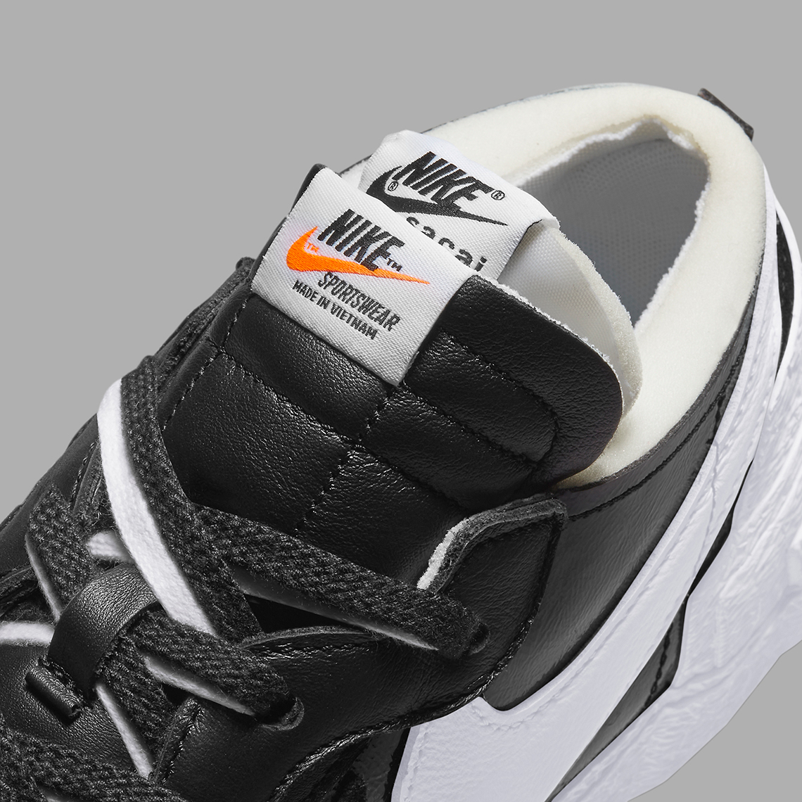 Sacai Nike Blazer Low Black White Dm6443 001 8