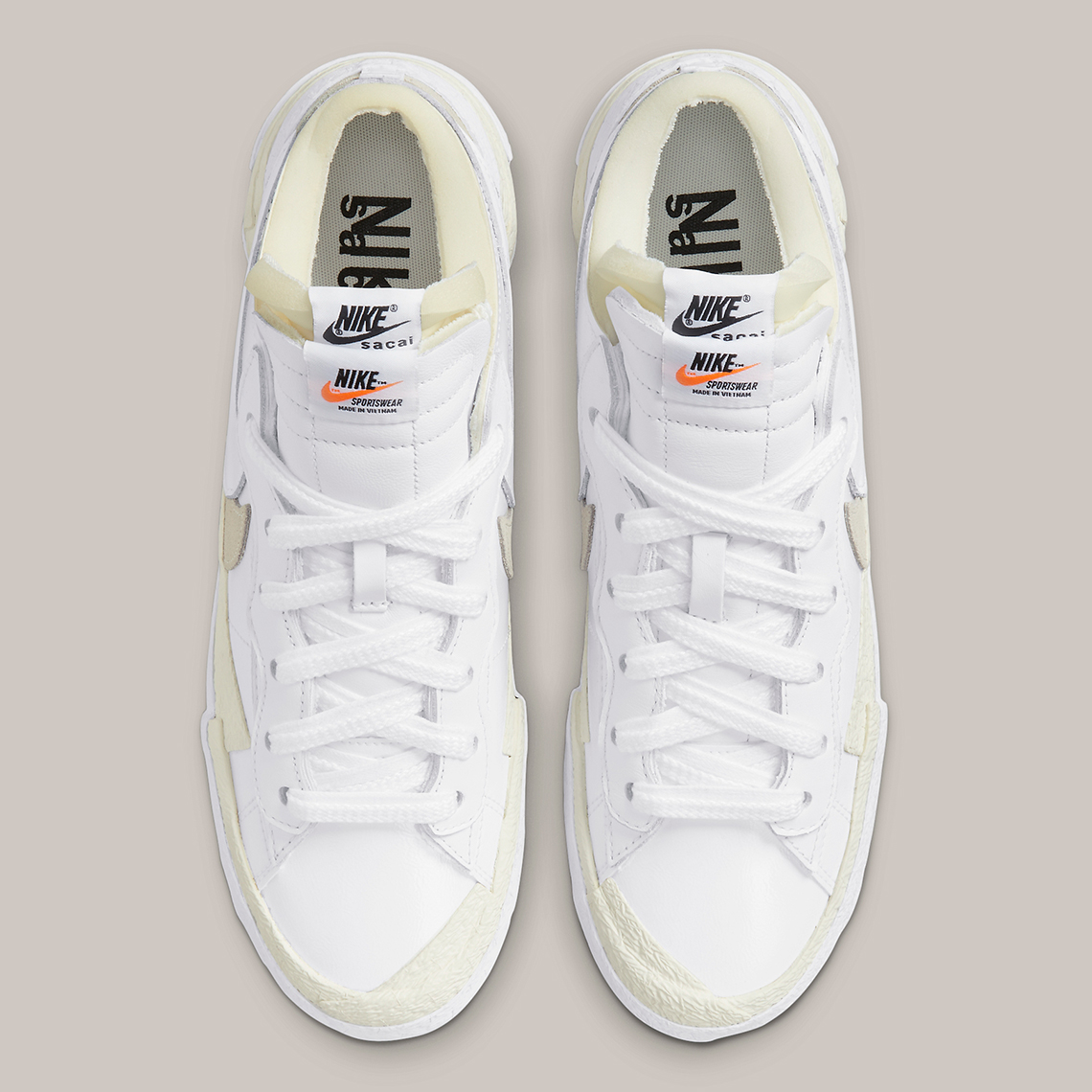 Sacai Nike Blazer Low White Tan Dm6443 100 6