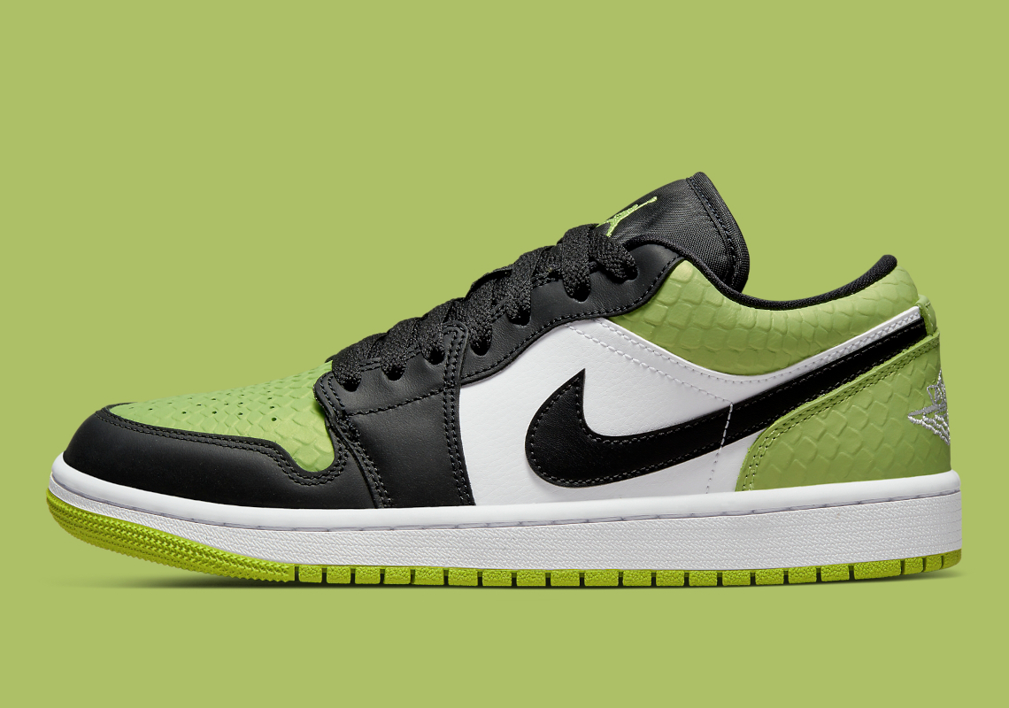 Air Jordan green and black jordan 1 1 Low "Vivid Green Snakeskin" DX4446-301 | SneakerNews.com