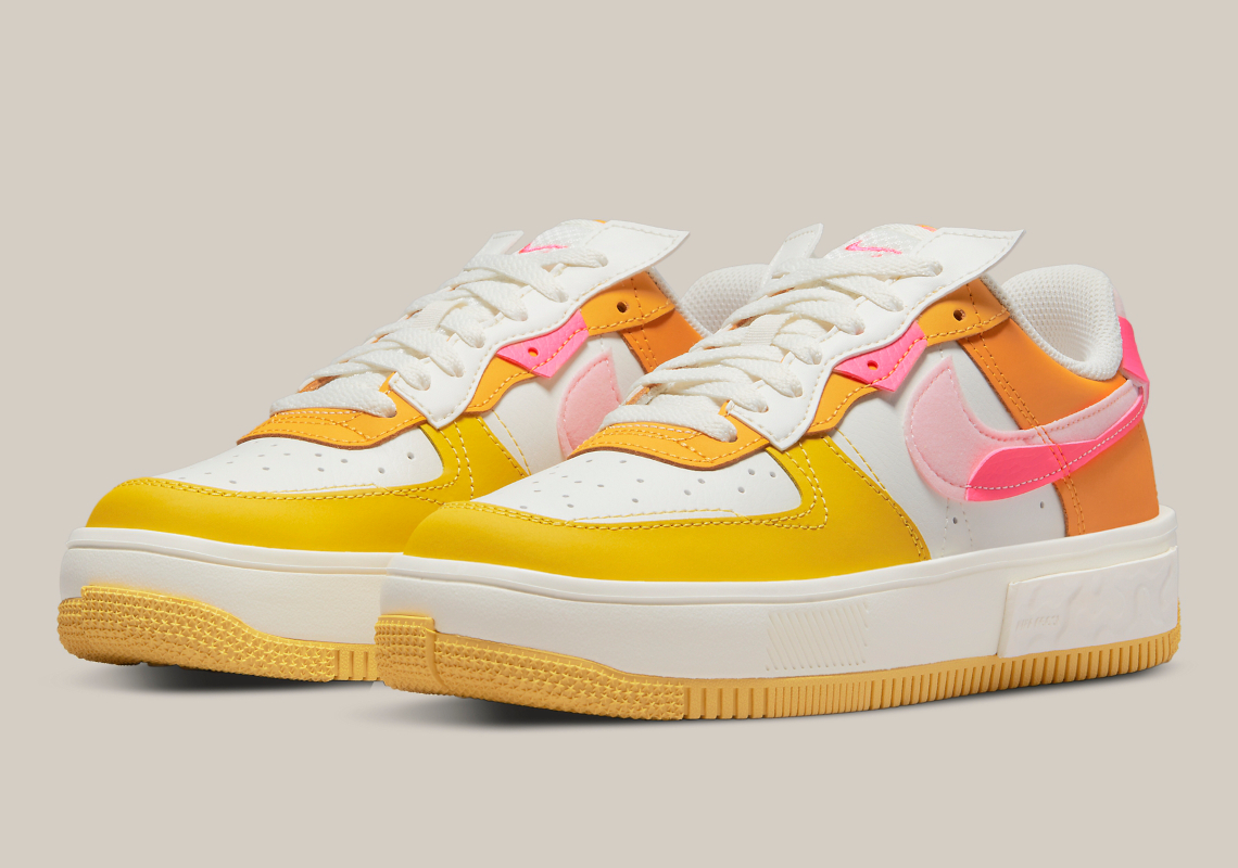 pink and yellow nike air force 1