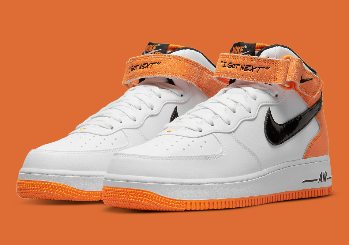 orange and white air force 1 high