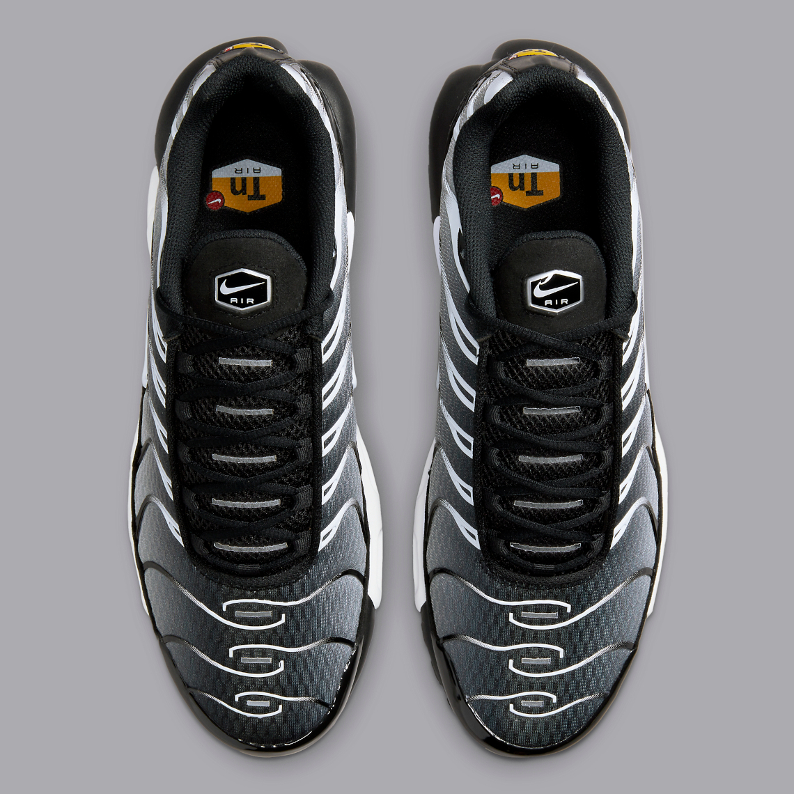 Black and silver hot sale air max plus