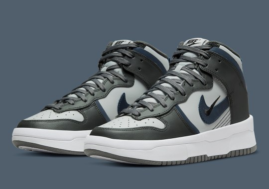 This Nike Dunk High Up Sandwiches “Midnight Navy” Between Layers Of Grey
