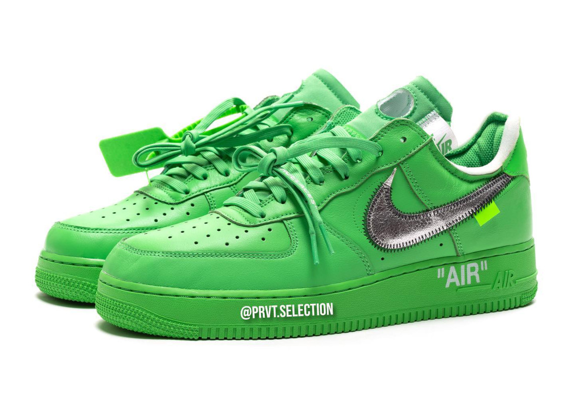 Detailed Look At The Off-White x Nike Air Force 1 Low "Green" Rumored To Release At The Brooklyn Museum