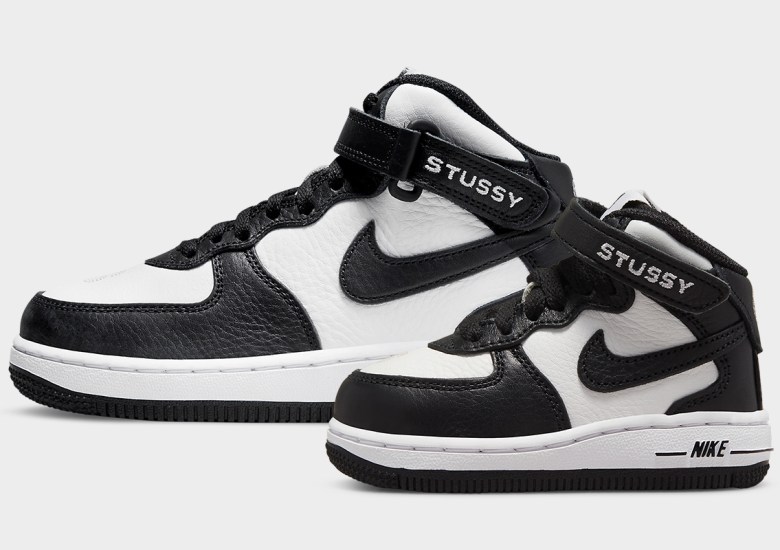 Nike Air Force 1 Mid Stussy Light Bone Black Shoes