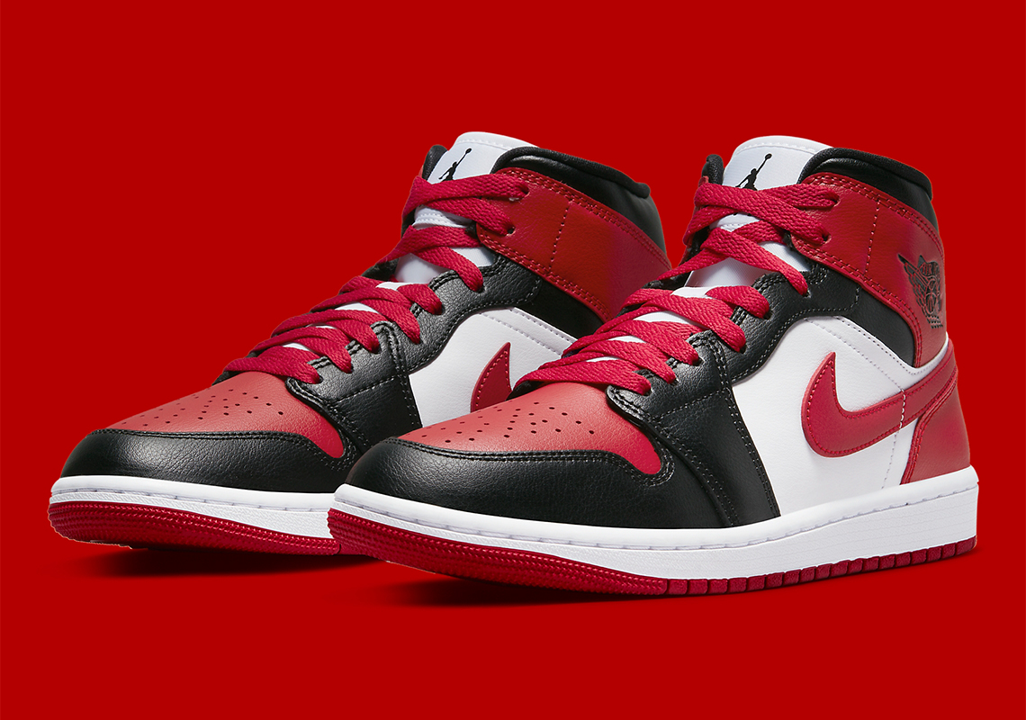 Air Jordan 1 Mid Womens Red Black Bq6472 079 3