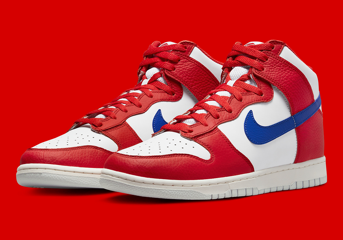 De este modo Globo Figura Nike Dunk High Red White Blue DX2661-100 Release Date | SneakerNews.com
