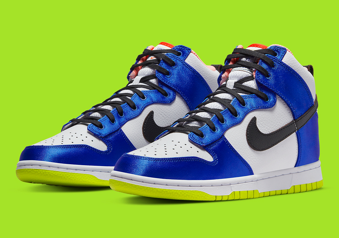 Racer Blue Satin Covers This Women's Nike Dunk High