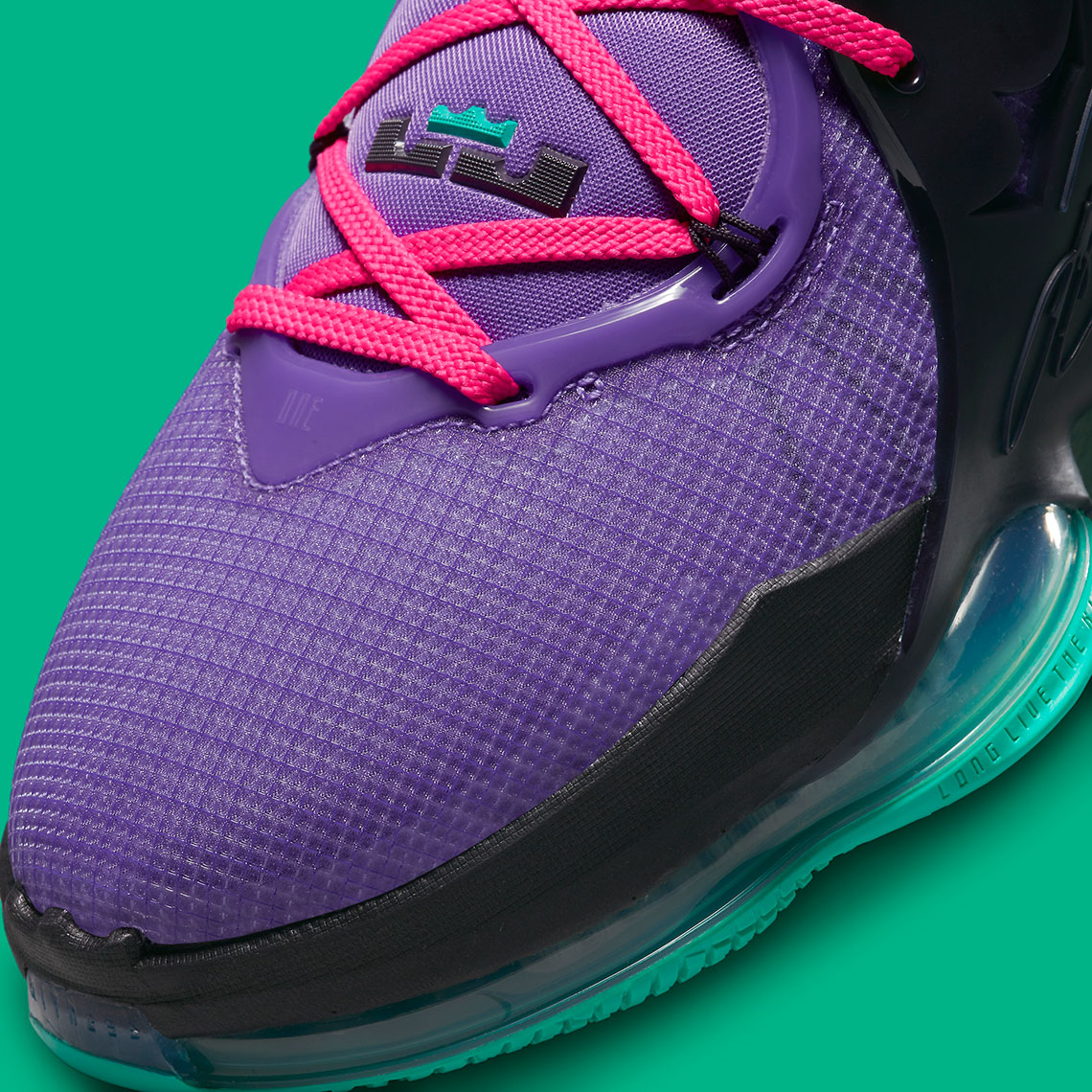 purple and teal lebrons