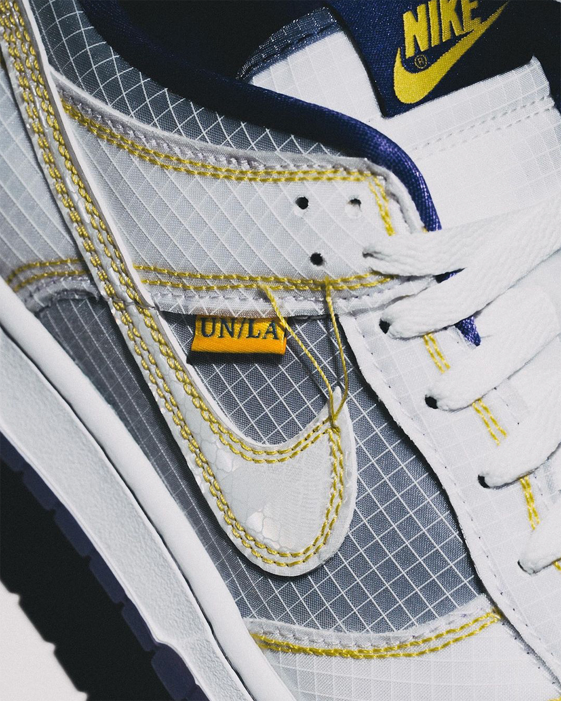 nike x union dunk low - courtpurple/ white/ optiyellow