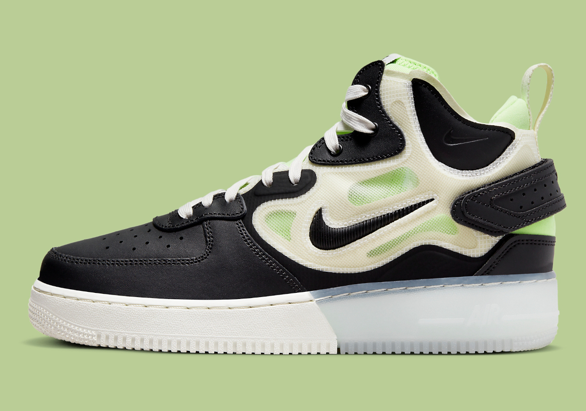 Nike Introduces The Air Force 1 Mid React With A "Black" And "Neon Green" Look