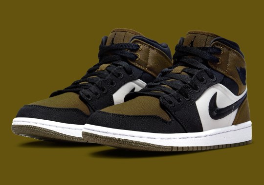 Official Images Of The Air Jordan 1  Mid “Olive Toe”