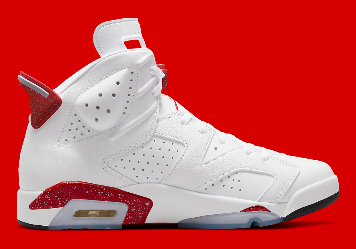 white and red 6 jordans