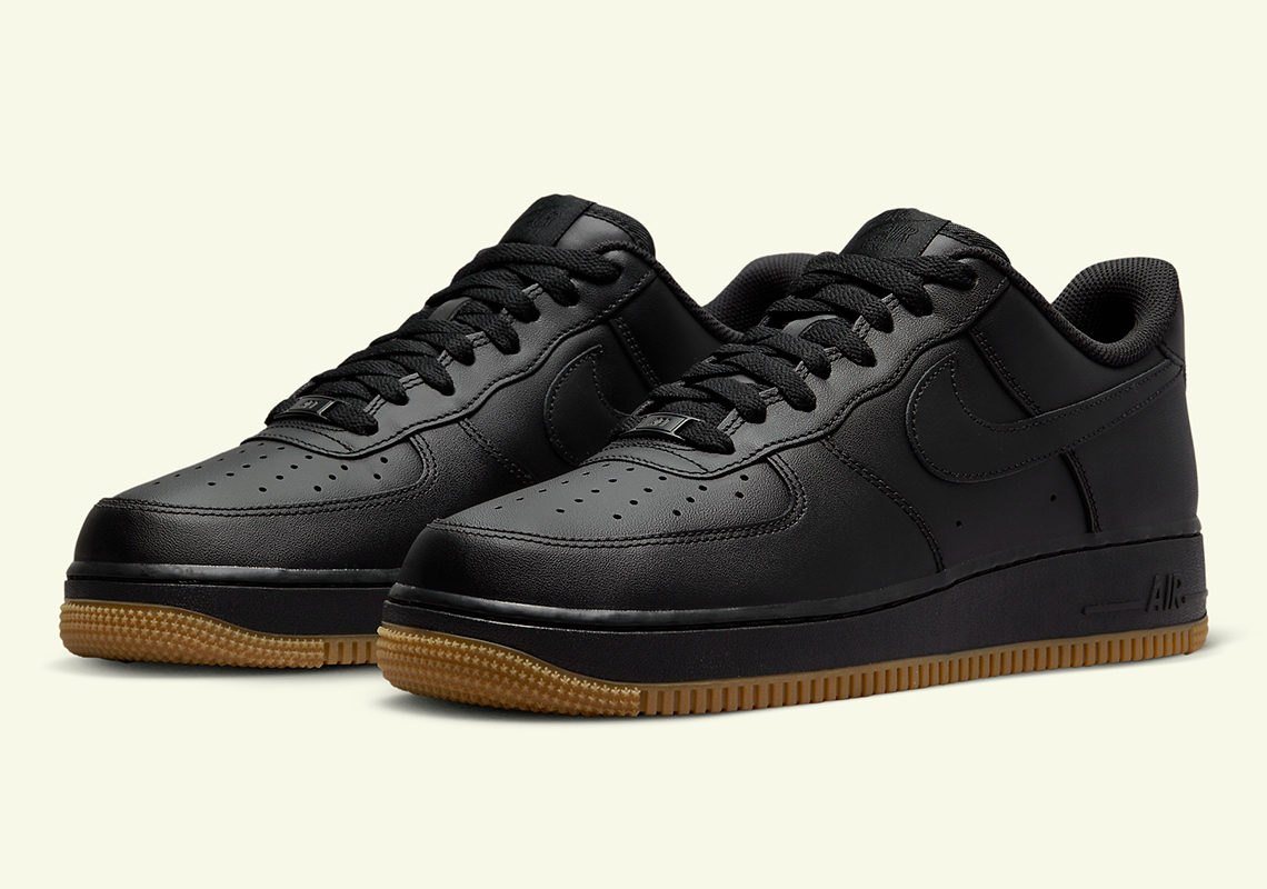 air force 1 black with gum sole