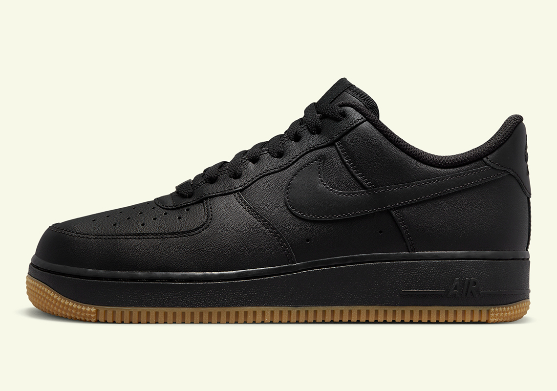 Classic Gum Soles Appear On Black Nike Air Force 1s