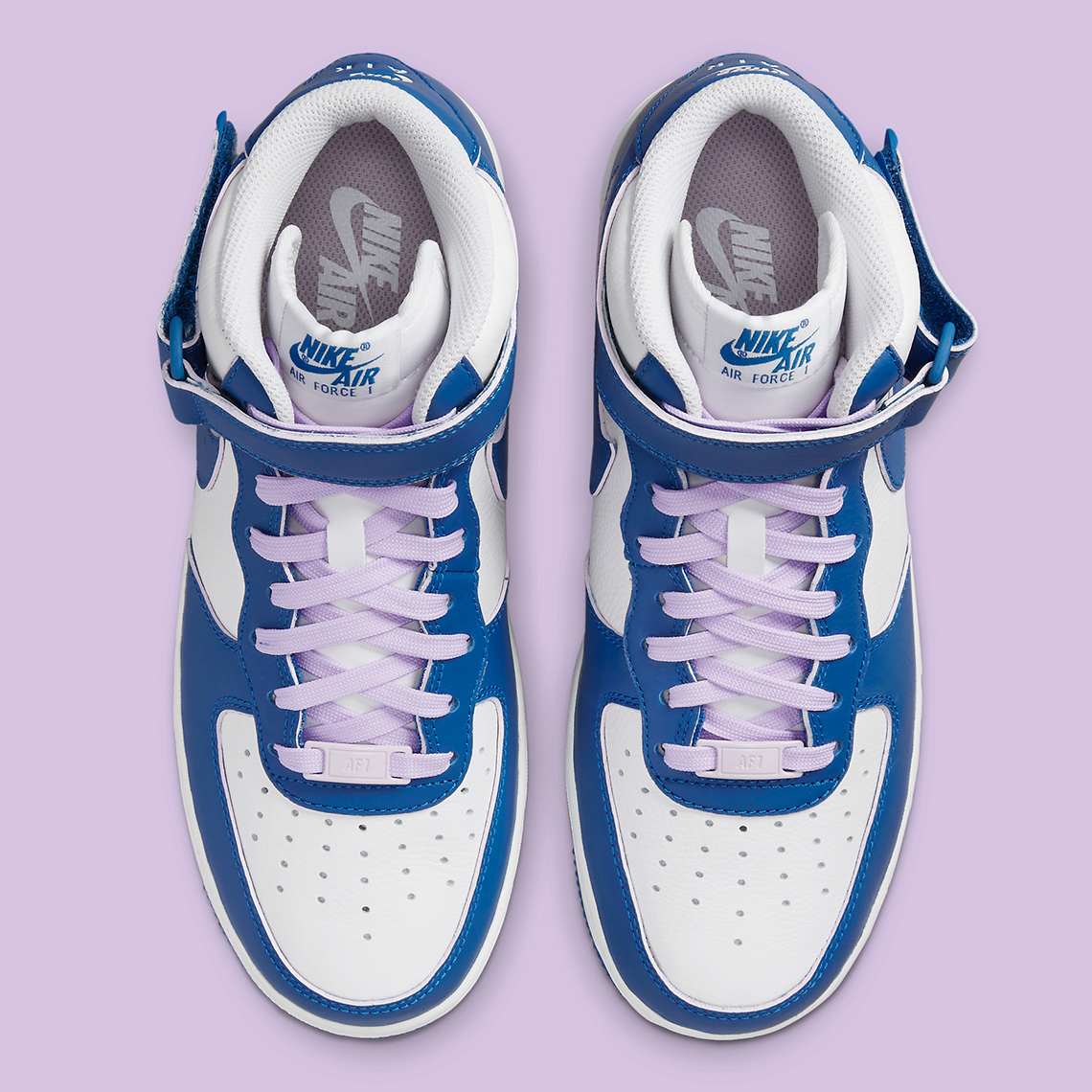 purple and blue air force ones