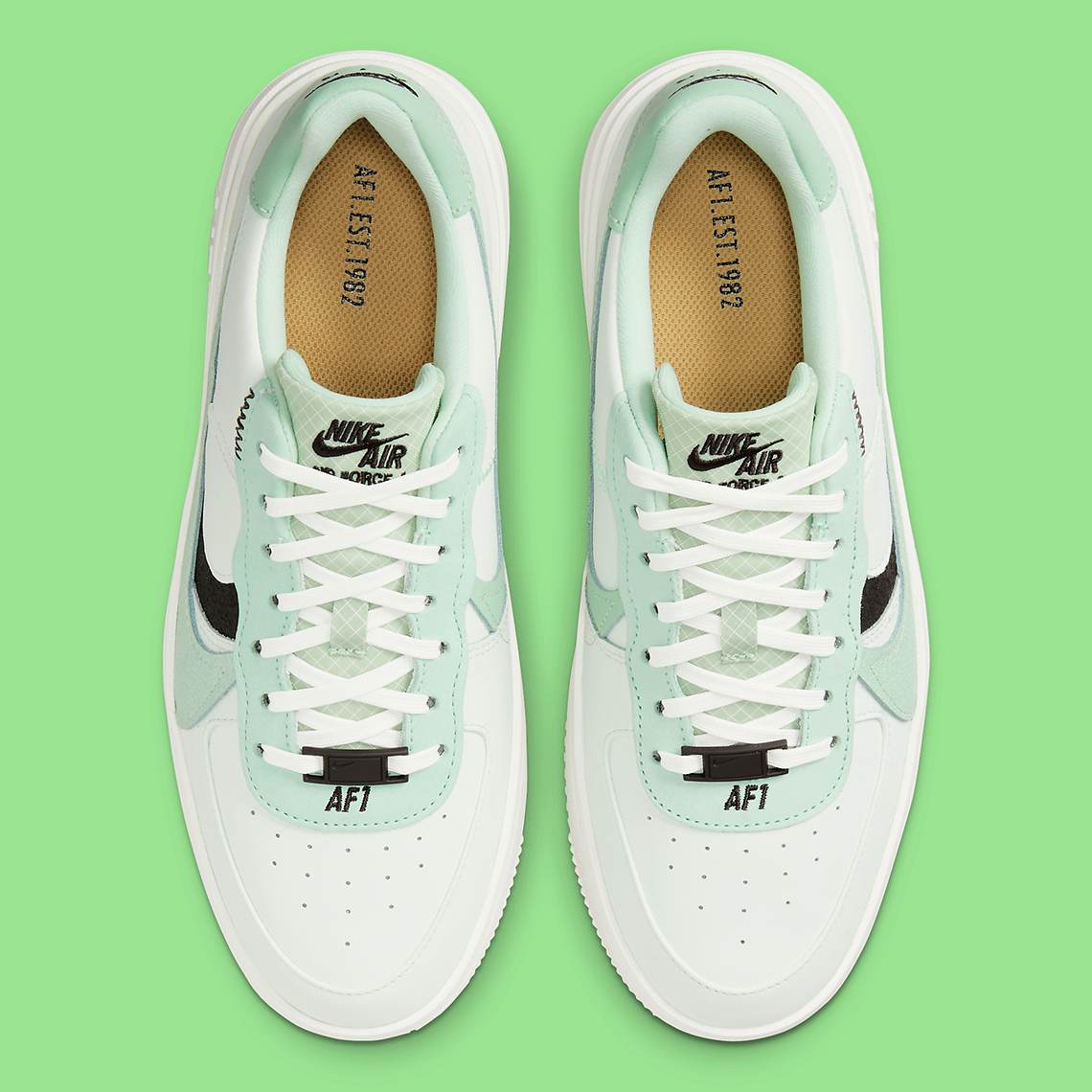 Nike Air Force 1 Plt.af.orm trainers in white/oil green/volt