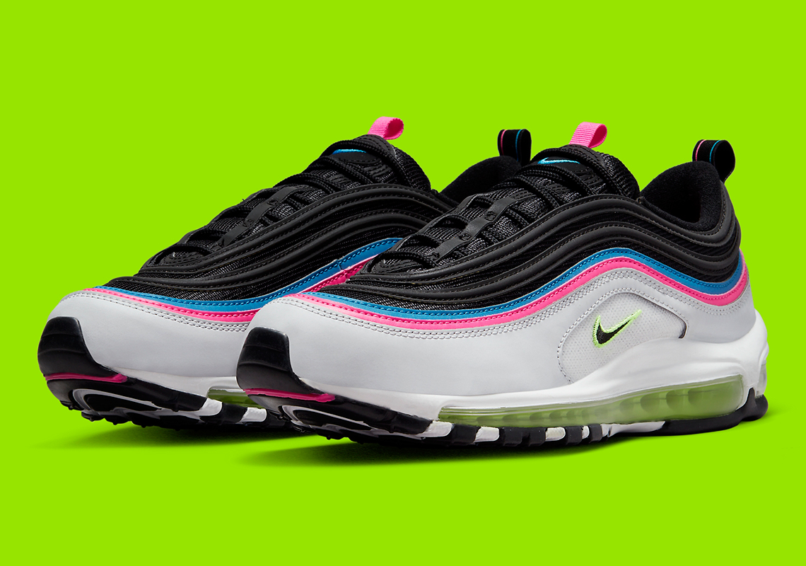 White pink and store blue air max 97