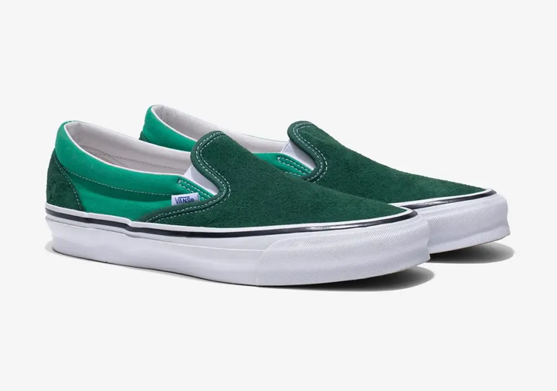 green slip on vans womens