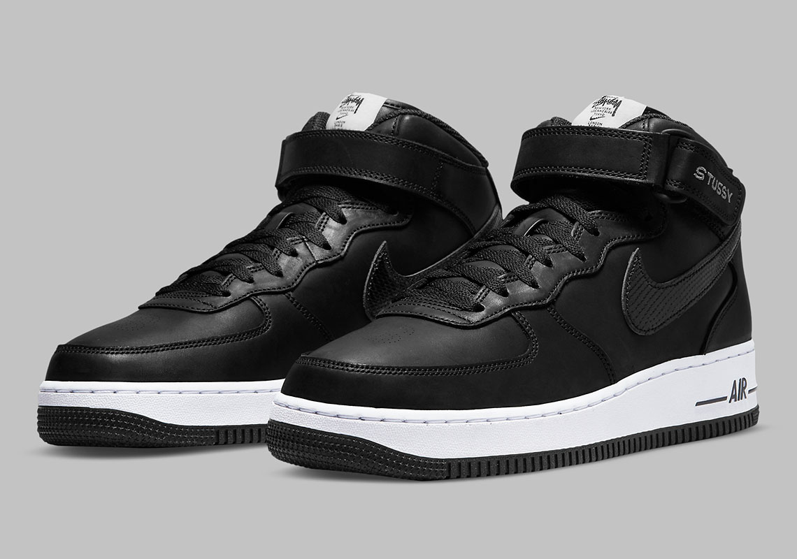 مونيكا الترويج البديل  Stussy Nike Air Force 1 Mid Black DJ7840-001 Release Date | SneakerNews.com