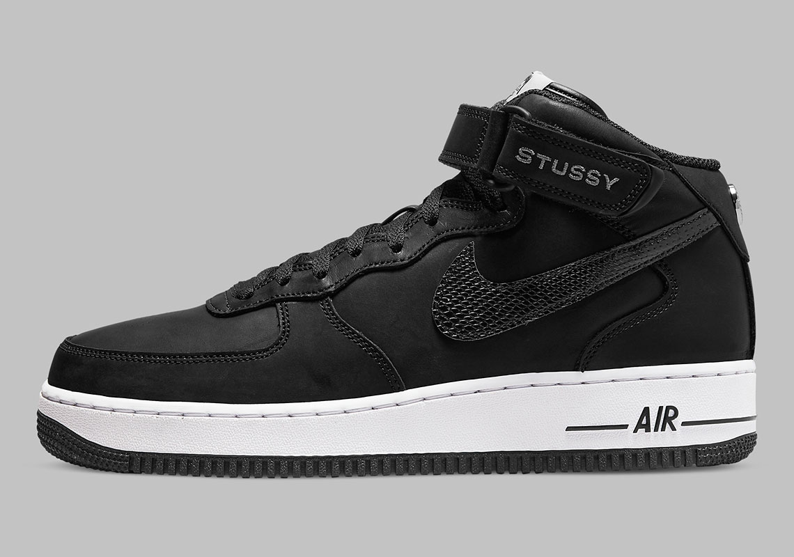 Stussy Nike Air Force 1 Mid Black DJ7840-001 Release Date